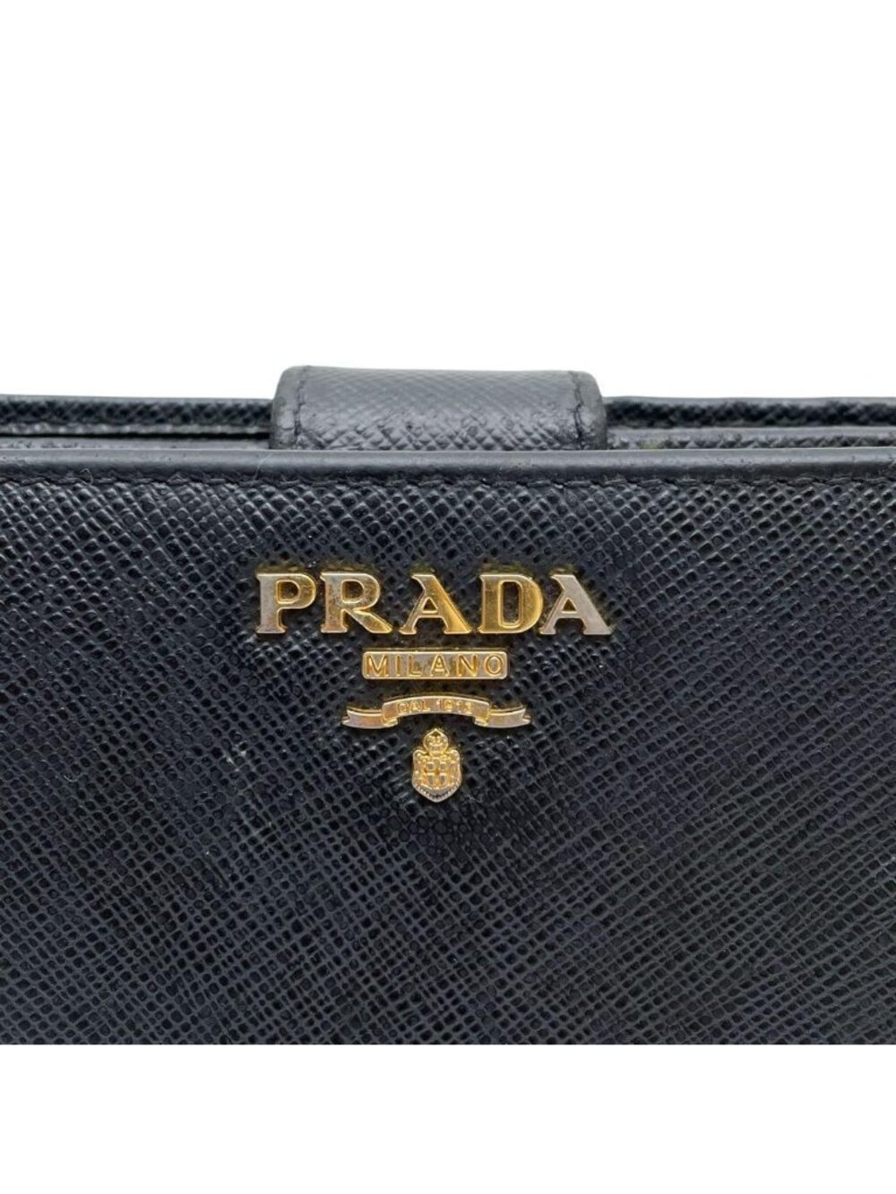 Prada Saffiano Leather Bifold Wallet Black Compact - Picture 7 of 10